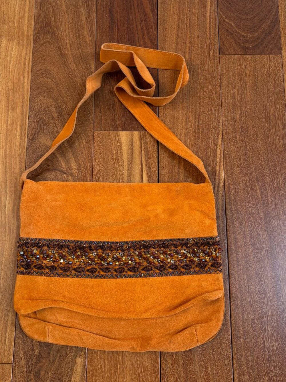 Stefanel marigold orange slouchy suede messenger bag